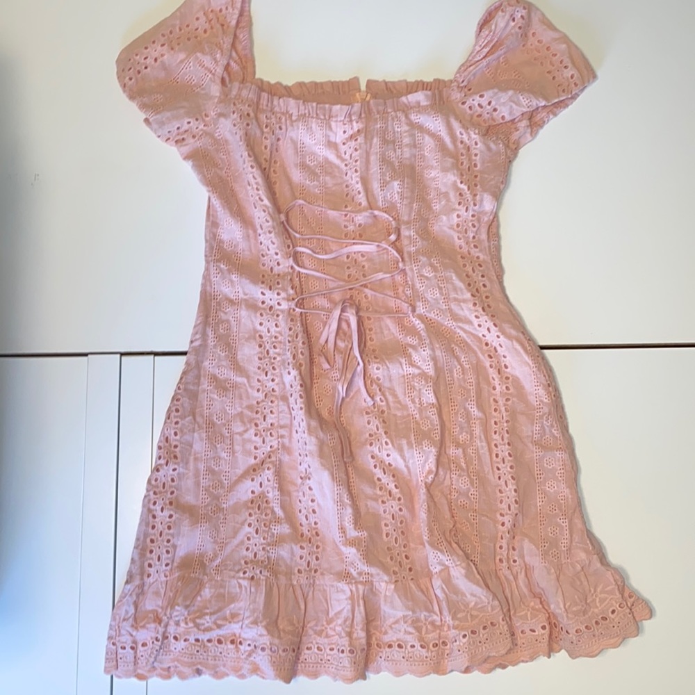 Pink tie front dress
